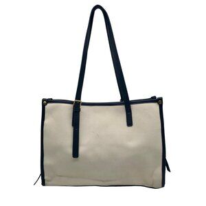 Miztique Beige Faux Leather Canvas Tote Bag